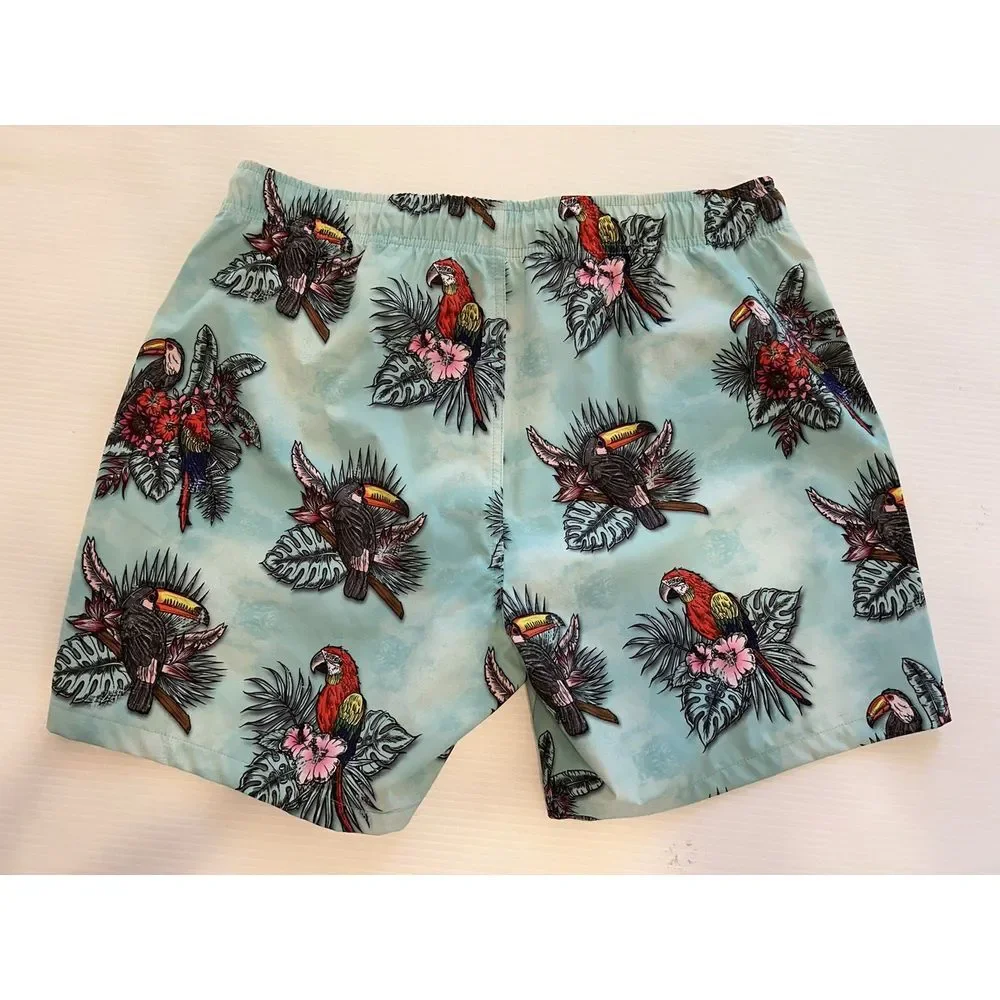 NWT Psycho‎ Tuna Mens Large Tropical Bird Parrot Swim Trunks Board Shorts